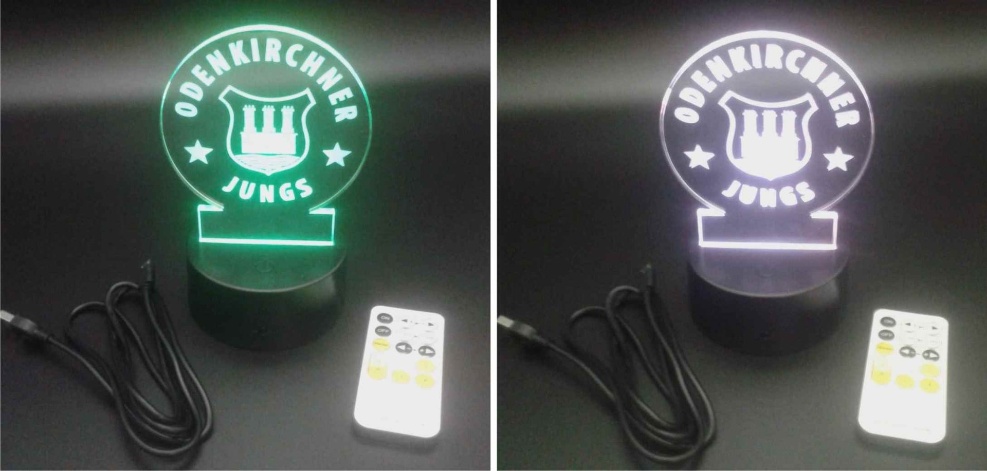 Acrylbild lasergraviert mit LED Lampenständer