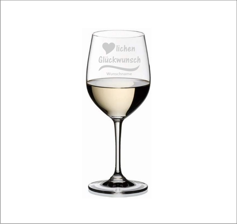 Weissweinglas 0,1 l " Herzlichen Glückwunsch " mit Wunschnamen