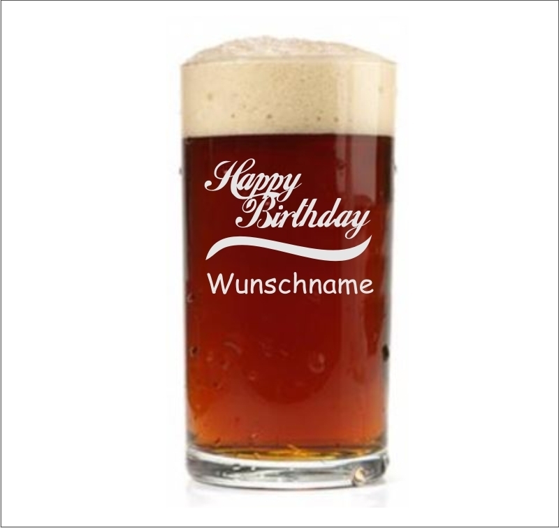 Altbierglas 0,2 l " Happy Birthday " mit Ihrem Wunschnamen